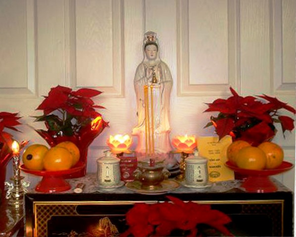 Treo tranh ảnh chư Phật, Bồ Tát chung quanh vách nhà có được không ?