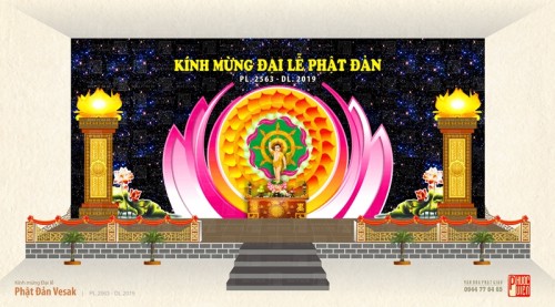 Băng rôn, banner, phông lễ đài bộ nhận diện đại lễ Phật đản 2019