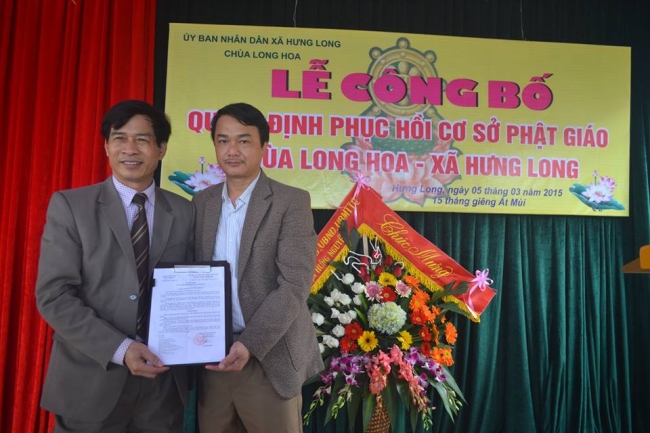 Công bố Quyết định phục hồi chùa Long Hoa