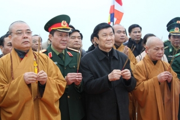 Chủ tịch nước Trương Tấn Sang thăm chùa Phật Tích Trúc Lâm Bản Giốc